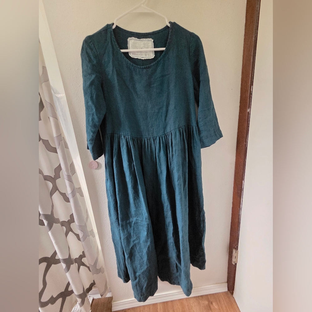 Not Perfect Linen NPL Emile Emerald Green Dress - Xs